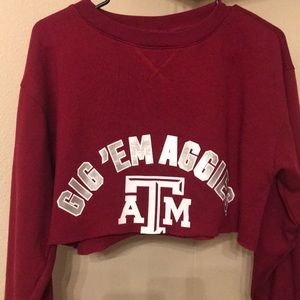 PINK • Texas A&M Crop Top Sweatshirt
